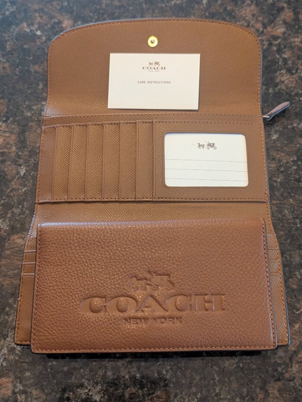 Coach Pebbled/Crossgrain Leather Envelope Flap Wallet
